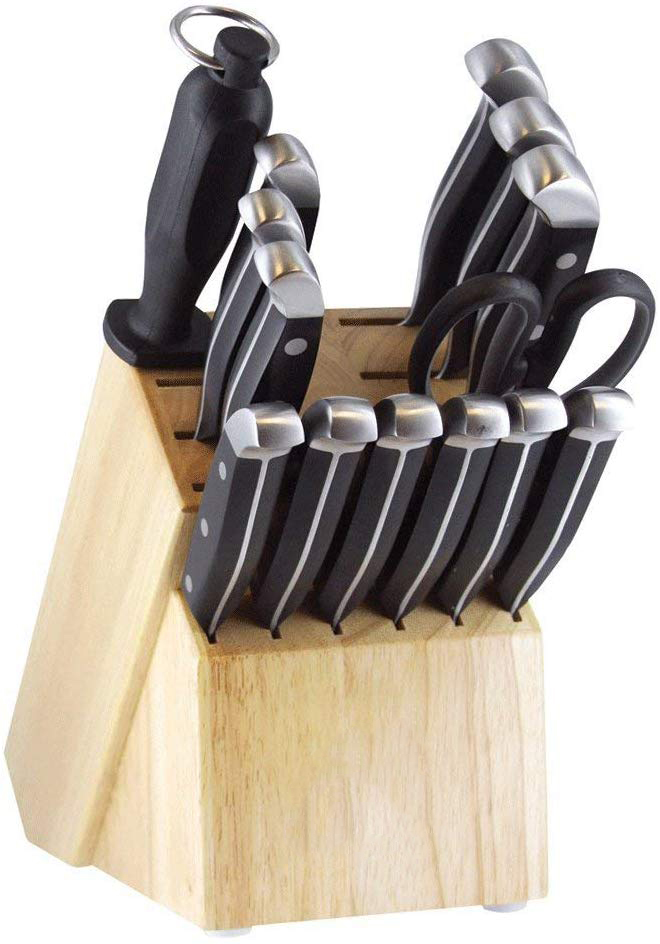 Full Knife Block with 6 Steak Knives Hello Sharpness